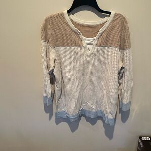 Christopher & Banks Tan and White Sweatshirt